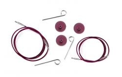 10504 Сменная леска (тросик) Knit Pro для съемных спиц 120 см бордовая с серебряным наконечником